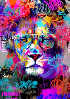 Online Aludibondbild GRAFFITI LION Metallbilder