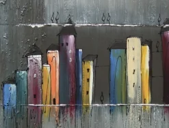 New Bild LONG HOUSES GREY Originalbilder