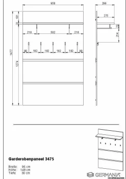Garderobenpaneel GENT Wandgarderoben|Wandgarderoben