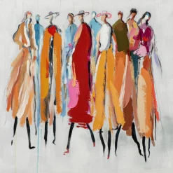 New Gemälde FARBENFROHE DAMENRUNDE Originalbilder