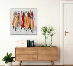 New Gemälde FARBENFROHE DAMENRUNDE Originalbilder