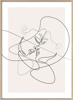 Clearance Gerahmtes Bild LINE ART FACES Holzbilder