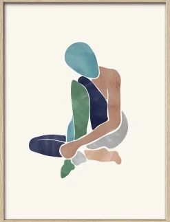 Clearance Gerahmtes Bild SITTING WOMAN Holzbilder