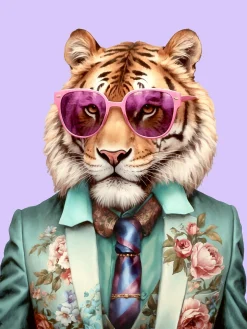 Best Glasbild TIGER WITH GLASSES Glasbilder|Bilder
