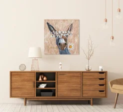 New Keilrahmenbild ESEL MIT BLUMEN Keilrahmenbilder|Originalbilder