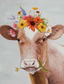 Best Keilrahmenbild KUH BLUMENKRANZ Keilrahmenbilder|Originalbilder