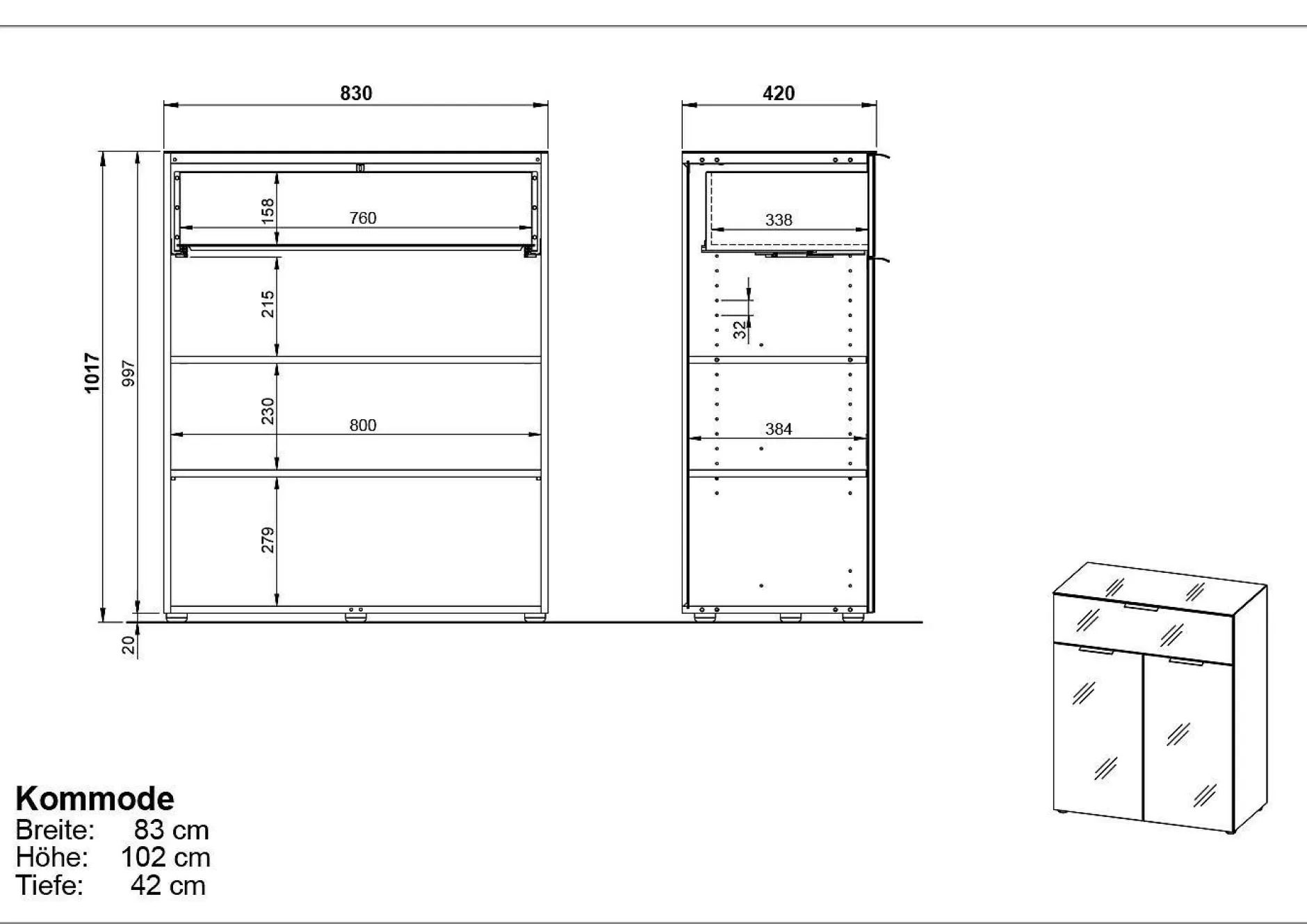 Outlet Kommode GUNJUR Kommoden|Kommoden