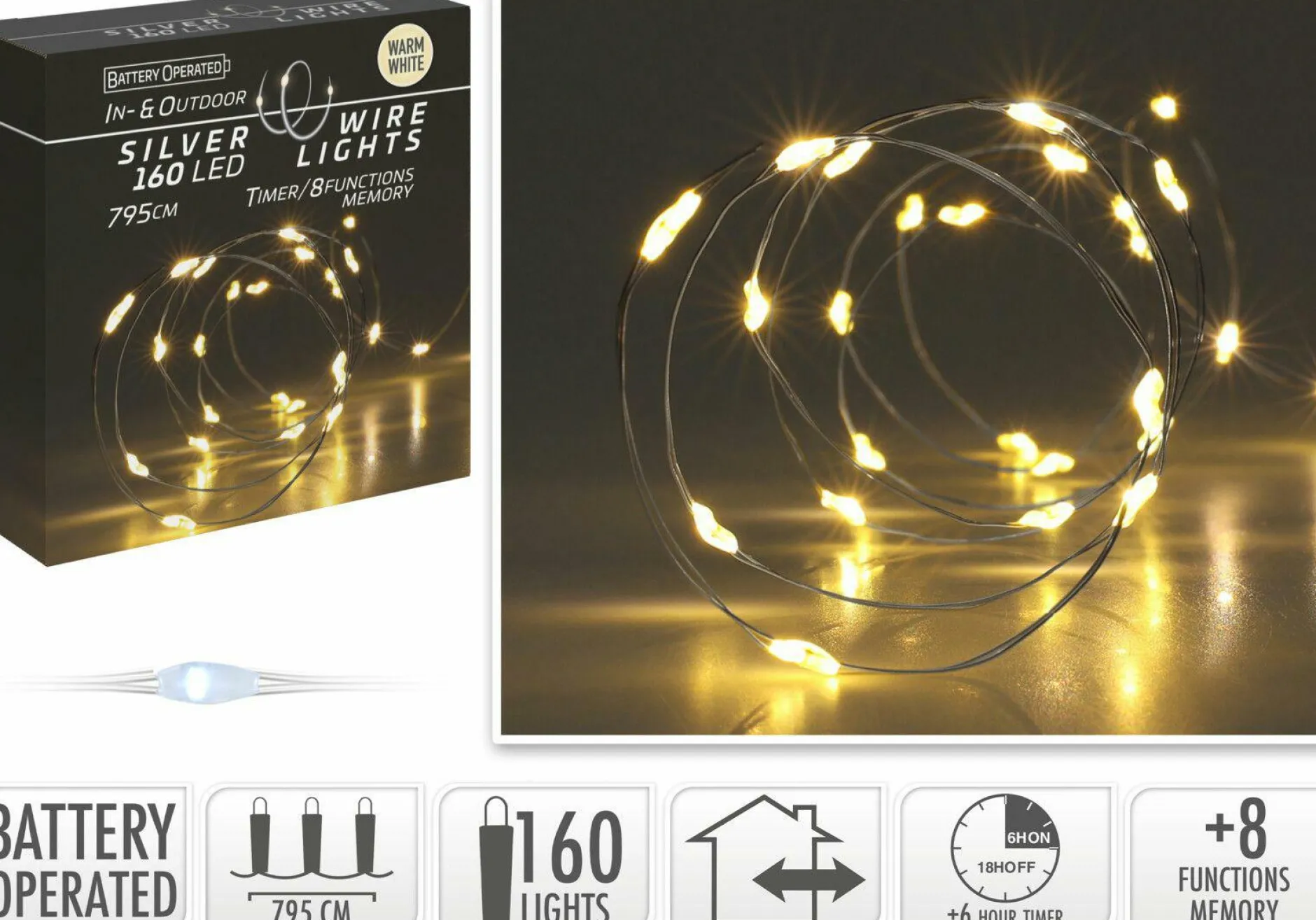 Discount Lichterkette DRAHT 160 LED Lichterketten|Lichterketten