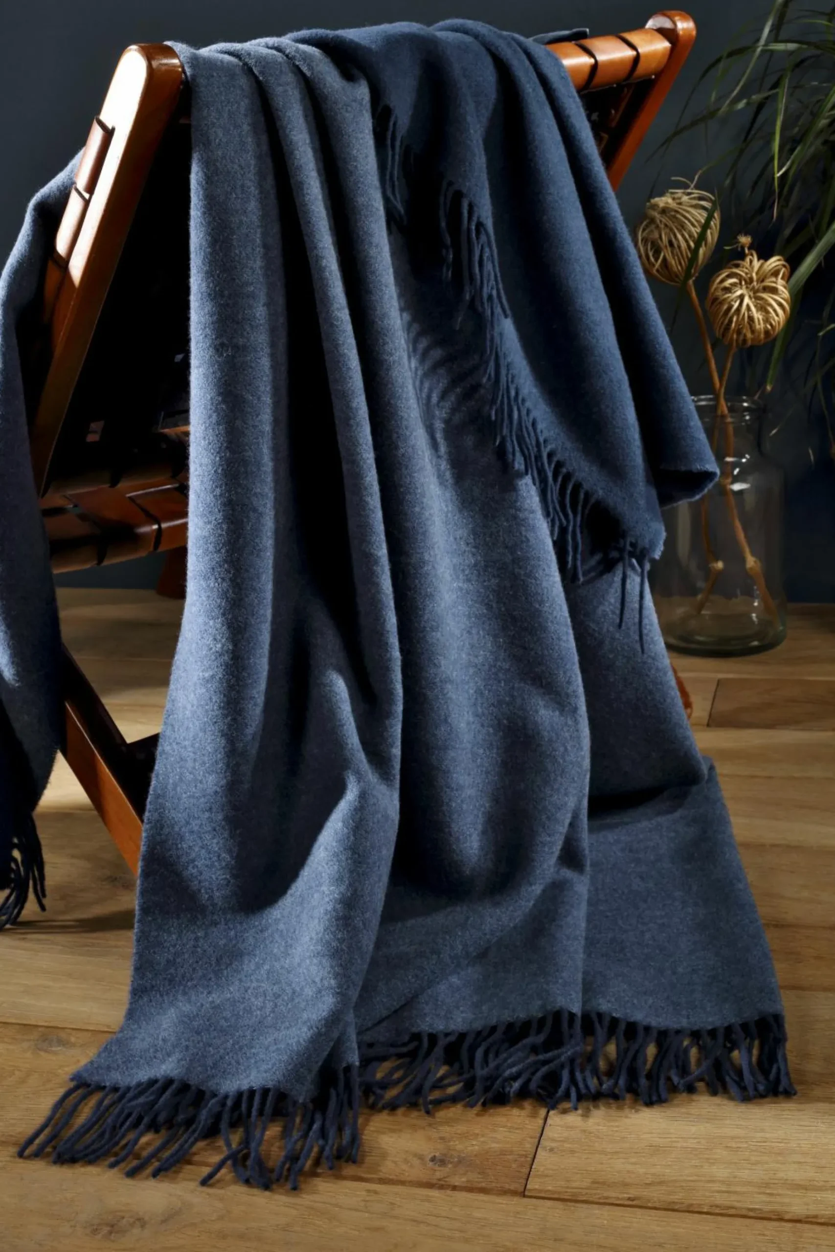 Outlet Plaid jeans-marine Decken|Decken & Kissen