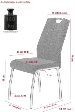 Discount Polsterstuhl ELIF II 4er Set Polsterstühle