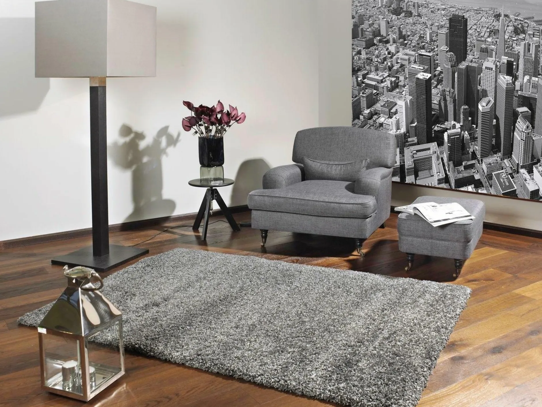 Teppich PHOENIX grau Langflor Teppiche