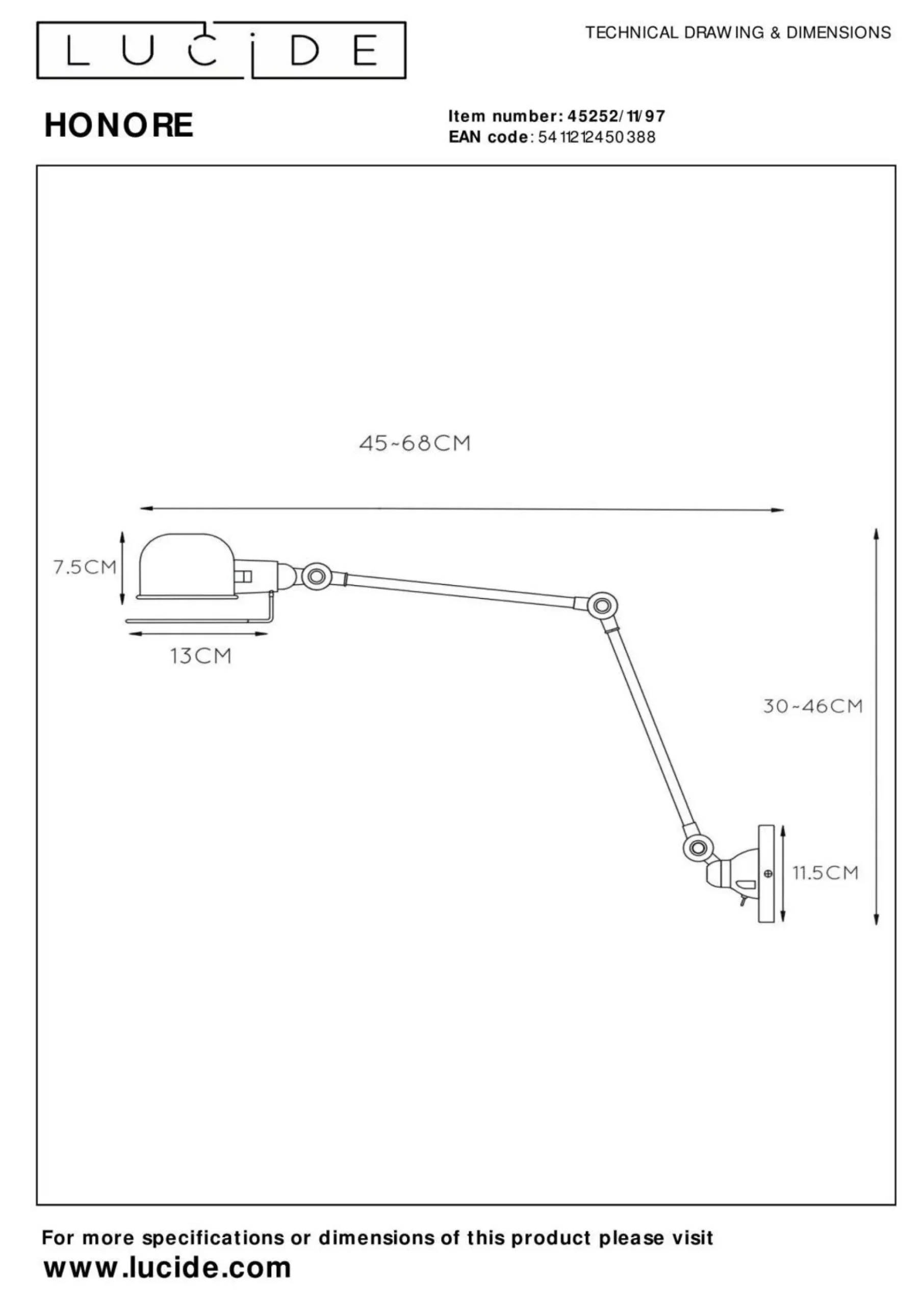 Online Wandleuchte HONORE Wandleuchten|Dielenleuchten
